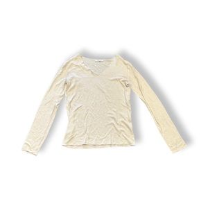 Zara Cream V Neck Thin Sweater
